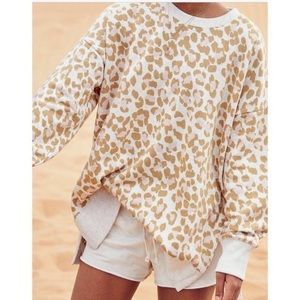 Light pink and brown cheetah oversized sweatshirt from aerie
